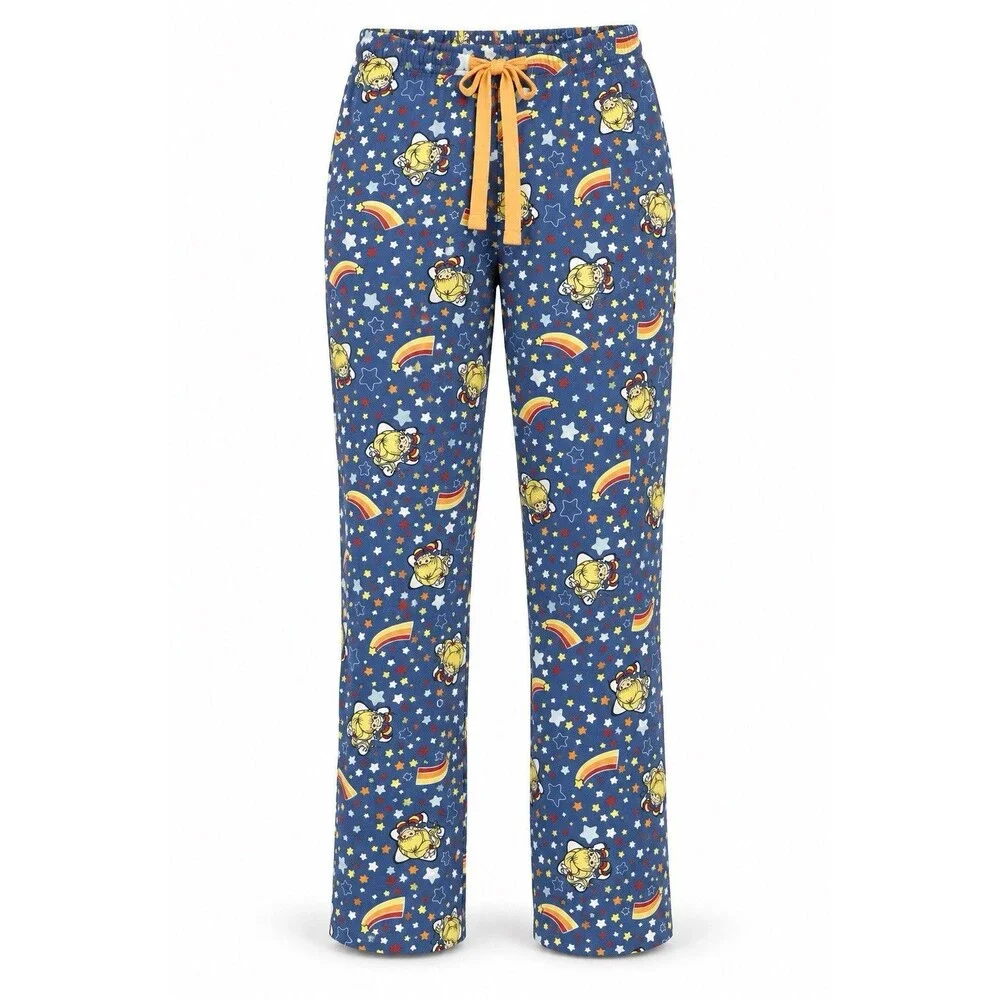 Rainbow Brite Girls Pajama Pants Blue Stars Rainbows 100% Cotton Medium AOP